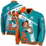 custom miami dolphins mickey football aqua white jacket best selling