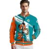 custom miami dolphins mickey football aqua white jacket high quality
