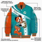 custom miami dolphins mickey football aqua white jacket best selling