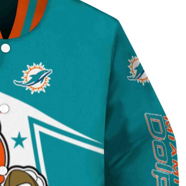 custom miami dolphins mickey football aqua white jacket premium grade
