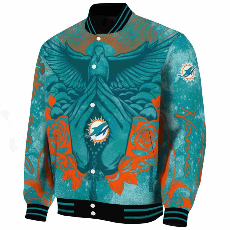 custom miami dolphins praying hands aqua jacket best selling