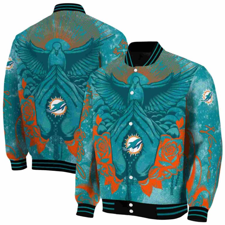 custom miami dolphins praying hands aqua jacket fashion forward