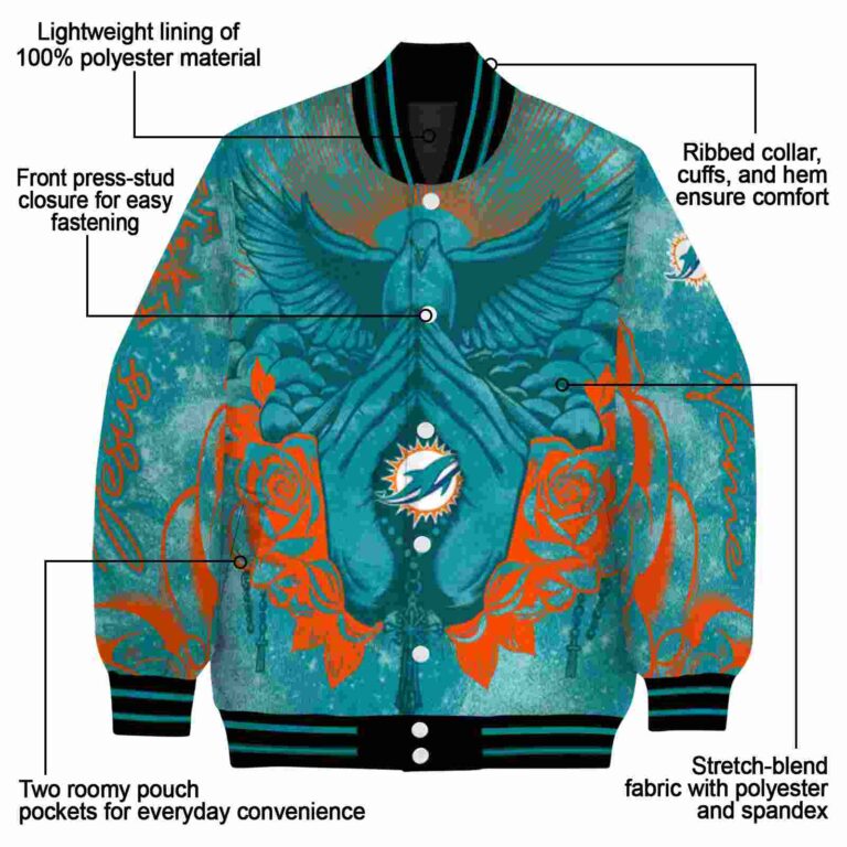custom miami dolphins praying hands aqua jacket new arrival