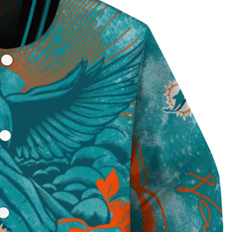 custom miami dolphins praying hands aqua jacket premium grade