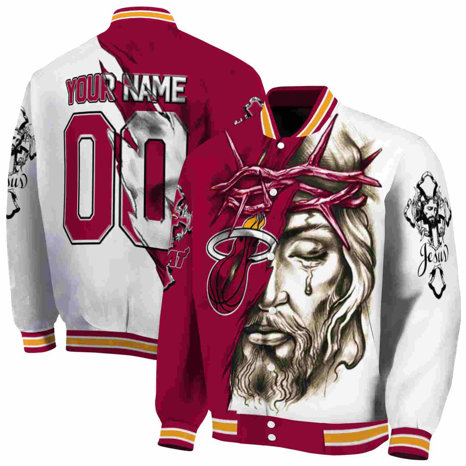 custom miami heat jesus tears red white jacket fashion forward custom miami heat jesus tears red white jacket fashion forward