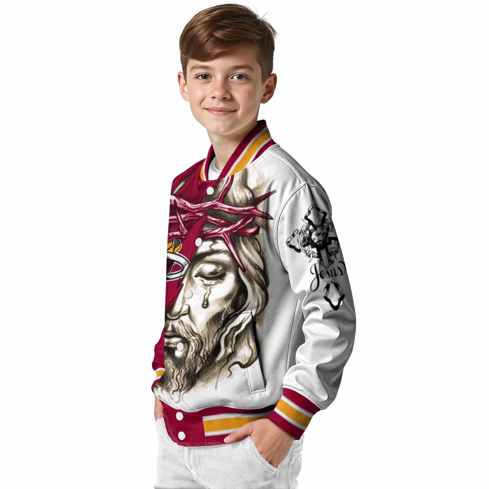 custom miami heat jesus tears red white jacket trendy custom miami heat jesus tears red white jacket trendy