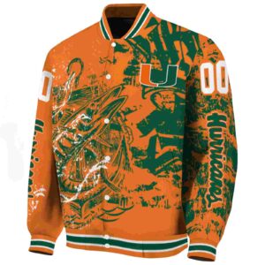 custom miami hurricanes fishing art orange jacket best selling