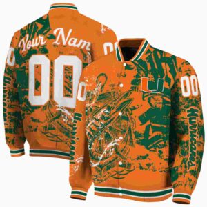 custom miami hurricanes fishing art orange jacket fashion forward