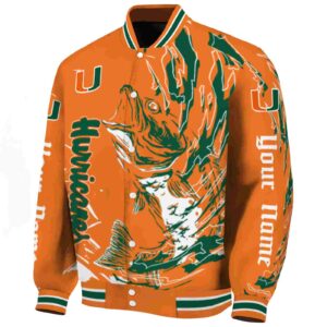 custom miami hurricanes fishing passion orange white jacket best selling