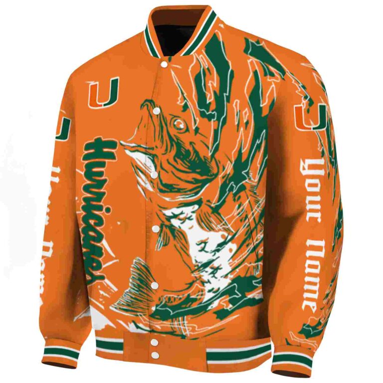 custom miami hurricanes fishing passion orange white jacket best selling