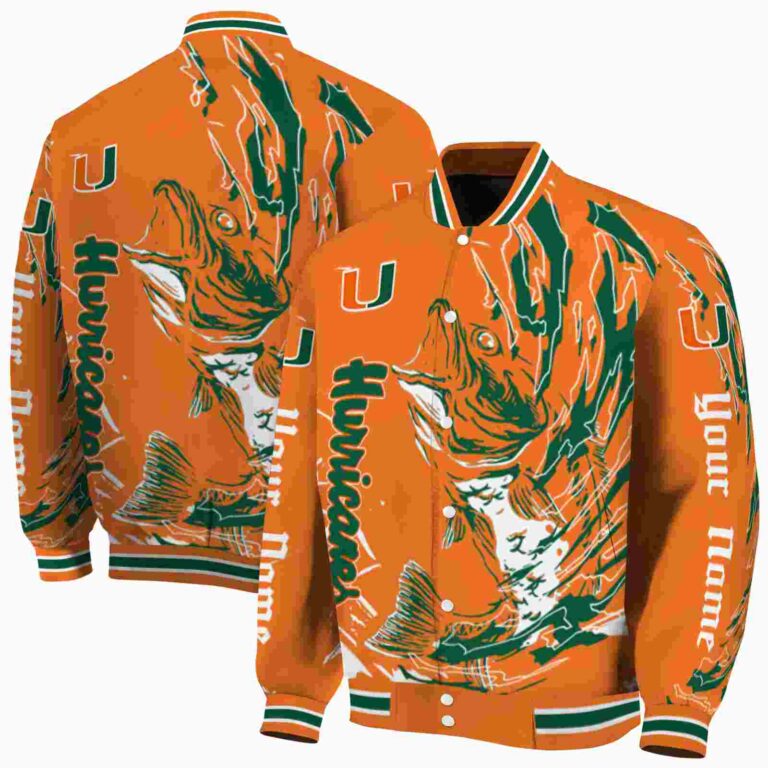 custom miami hurricanes fishing passion orange white jacket fashion forward