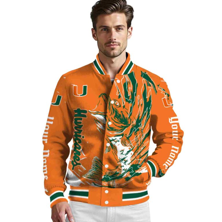 custom miami hurricanes fishing passion orange white jacket high quality