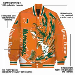 custom miami hurricanes fishing passion orange white jacket new arrival