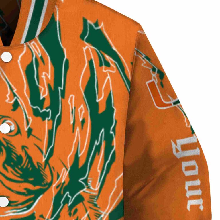 custom miami hurricanes fishing passion orange white jacket premium grade