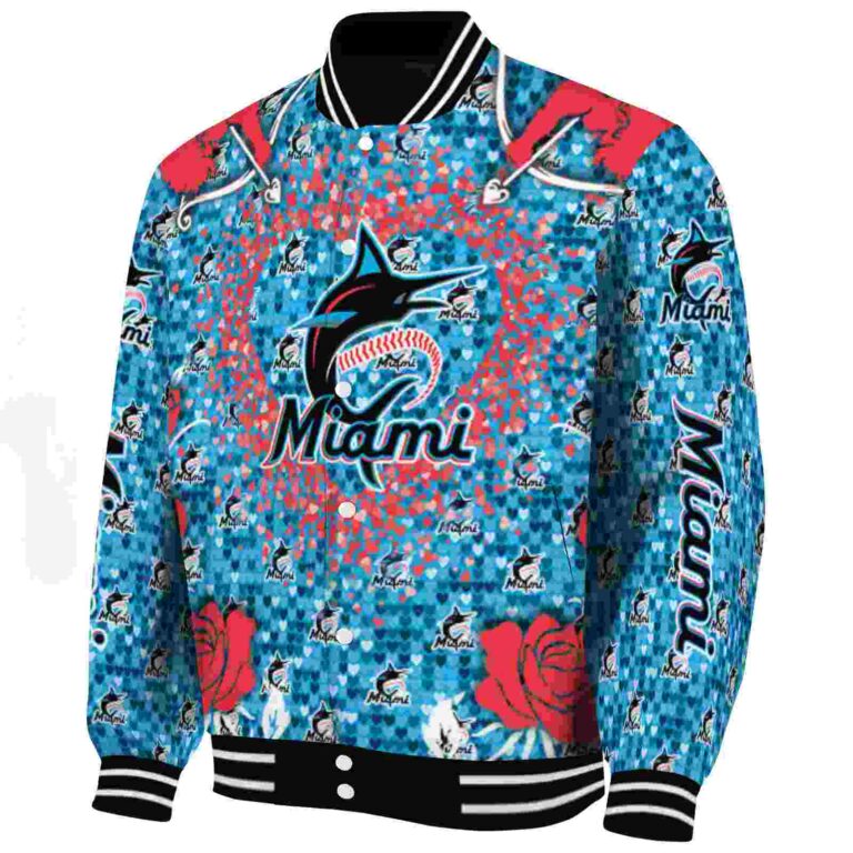 custom miami marlins heart explosion blue jacket best selling