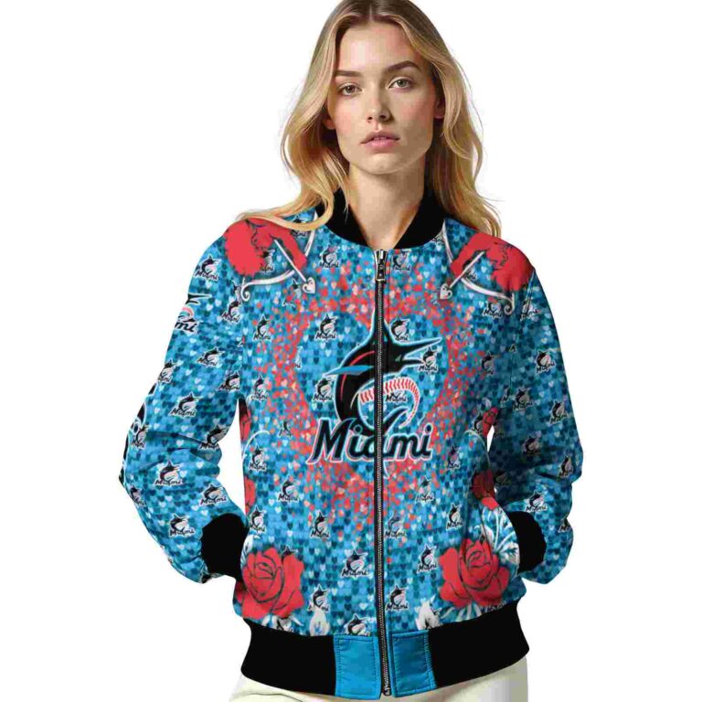 custom miami marlins heart explosion blue jacket latest model