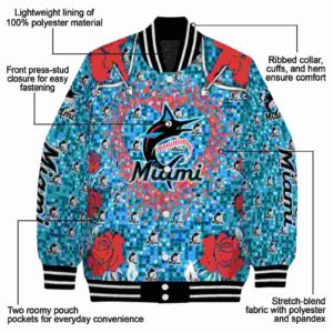 custom miami marlins heart explosion blue jacket new arrival