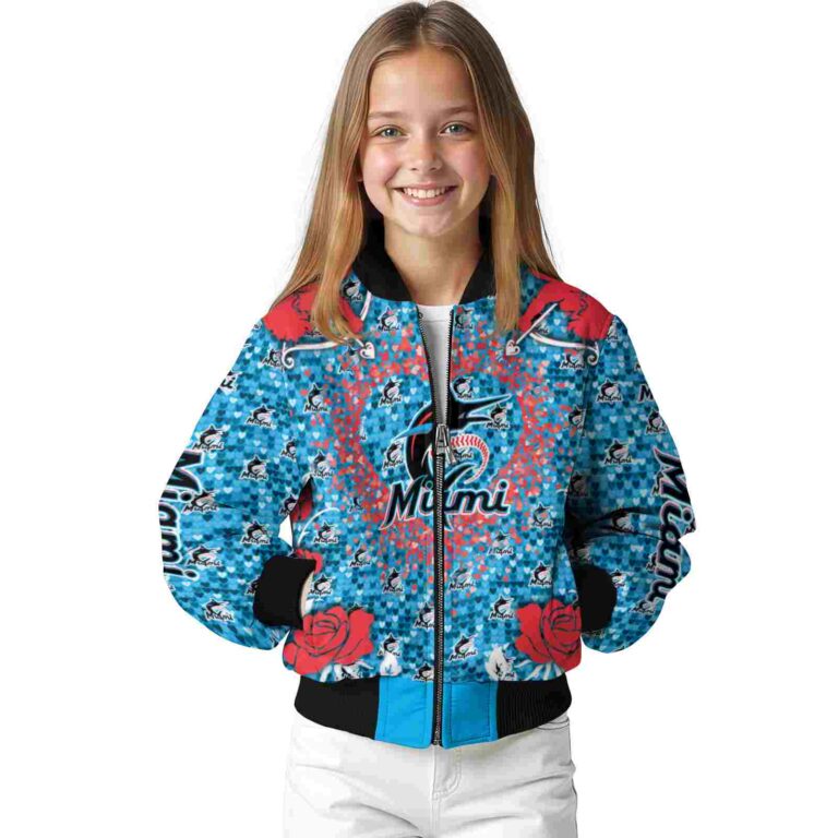 custom miami marlins heart explosion blue jacket top rated