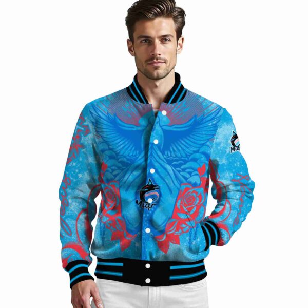 custom miami marlins praying hands blue jacket high quality