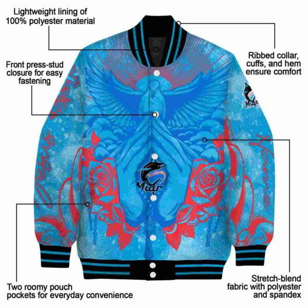 custom miami marlins praying hands blue jacket new arrival