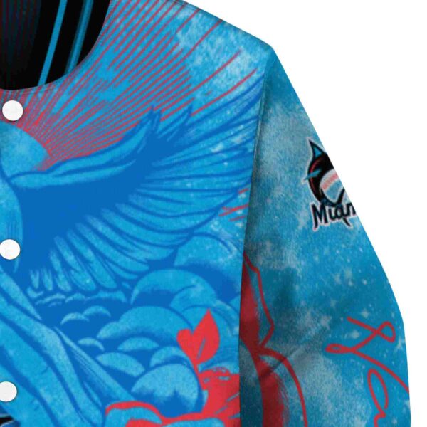 custom miami marlins praying hands blue jacket premium grade