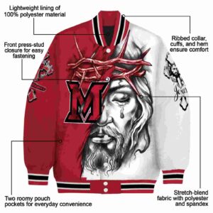 custom miami redhawks jesus tears red white jacket new arrival