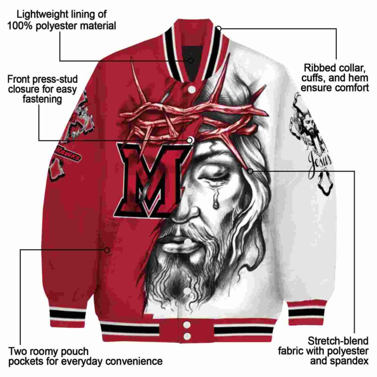 custom miami redhawks jesus tears red white jacket new arrival