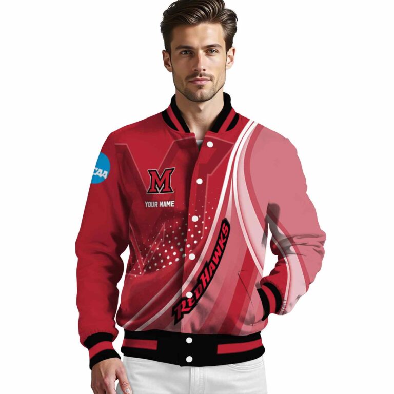 custom miami redhawks wave patterns red jacket high quality