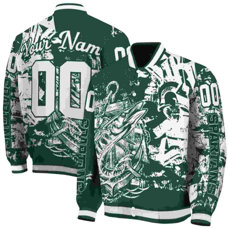 custom michigan state spartans fishing art green jacket fashion forward