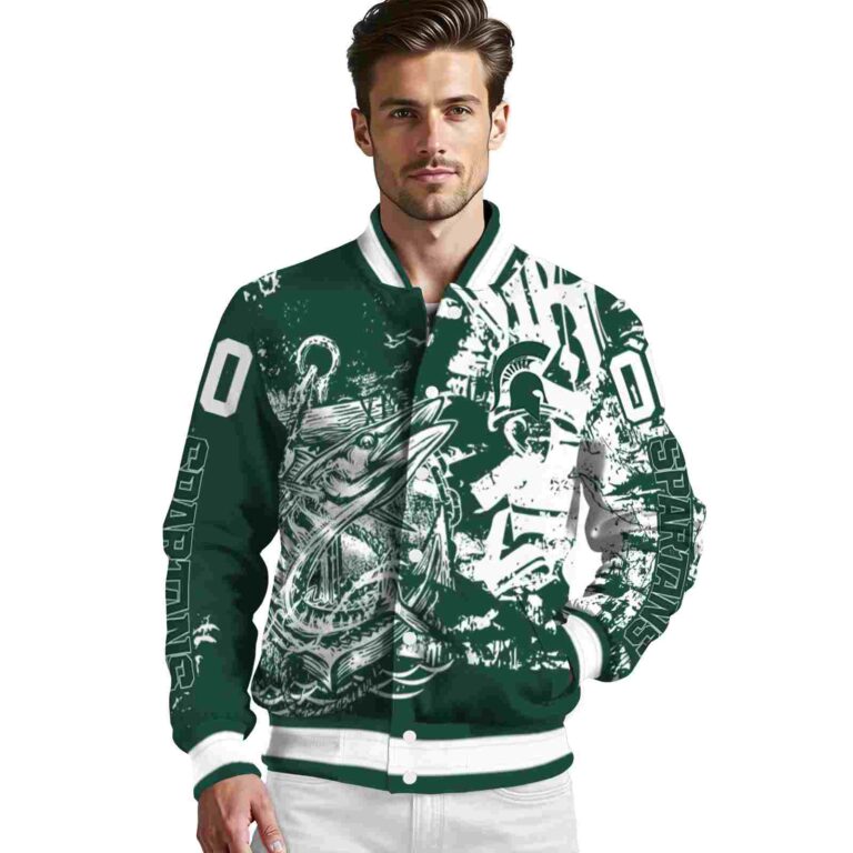 custom michigan state spartans fishing art green jacket high quality