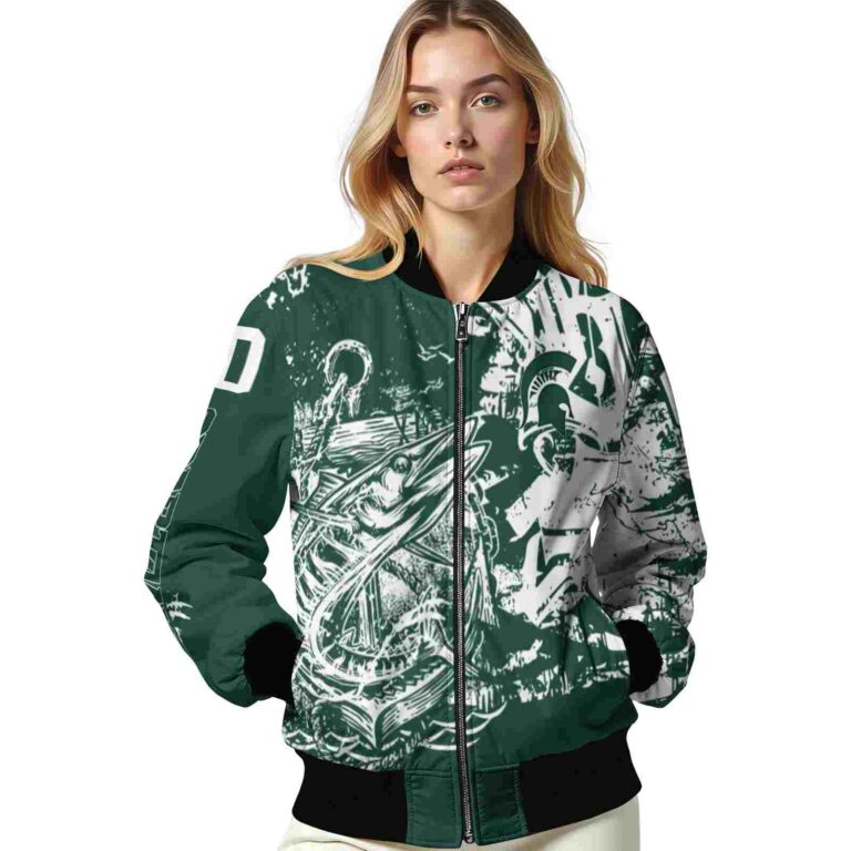 custom michigan state spartans fishing art green jacket latest model
