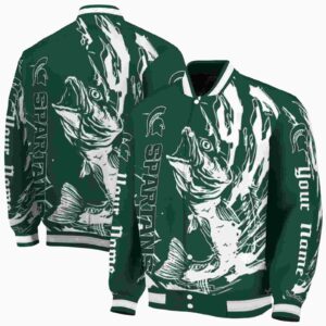 custom michigan state spartans fishing passion green white jacket fashion forward