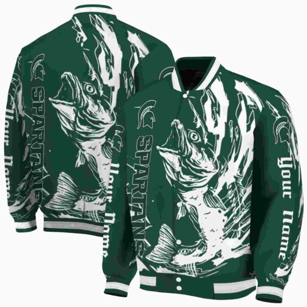 custom michigan state spartans fishing passion green white jacket fashion forward