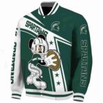 custom michigan state spartans mickey football green white jacket best selling