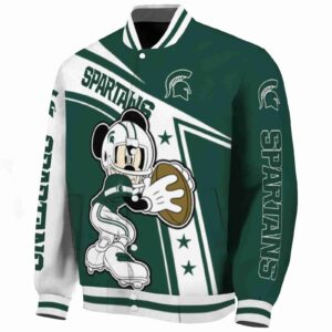 custom michigan state spartans mickey football green white jacket best selling