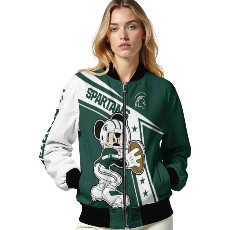 custom michigan state spartans mickey football green white jacket latest model