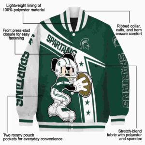 custom michigan state spartans mickey football green white jacket new arrival