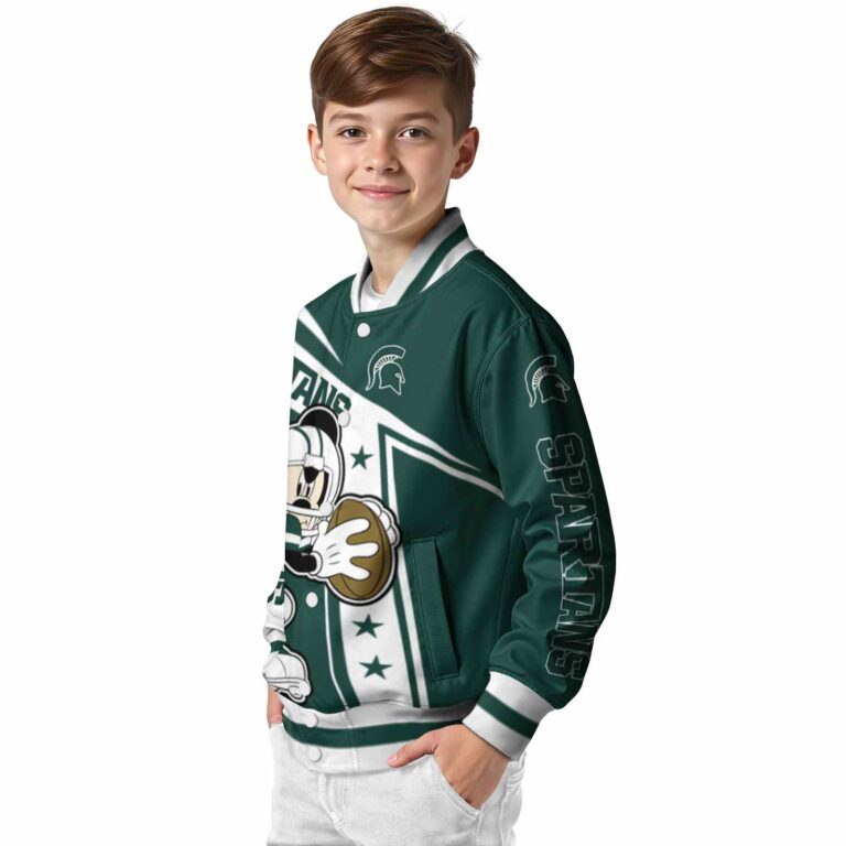custom michigan state spartans mickey football green white jacket trendy