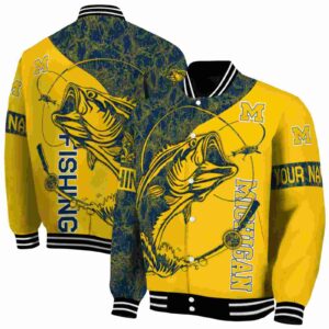 custom michigan wolverines fishing rod maize jacket fashion forward