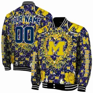 custom michigan wolverines heart explosion blue jacket fashion forward