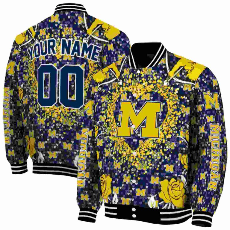custom michigan wolverines heart explosion blue jacket fashion forward