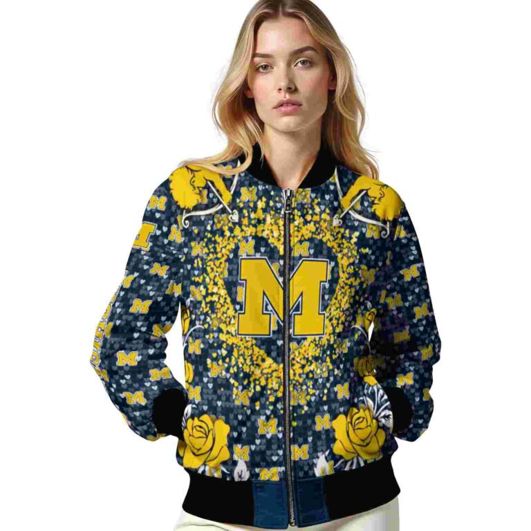 custom michigan wolverines heart explosion blue jacket latest model