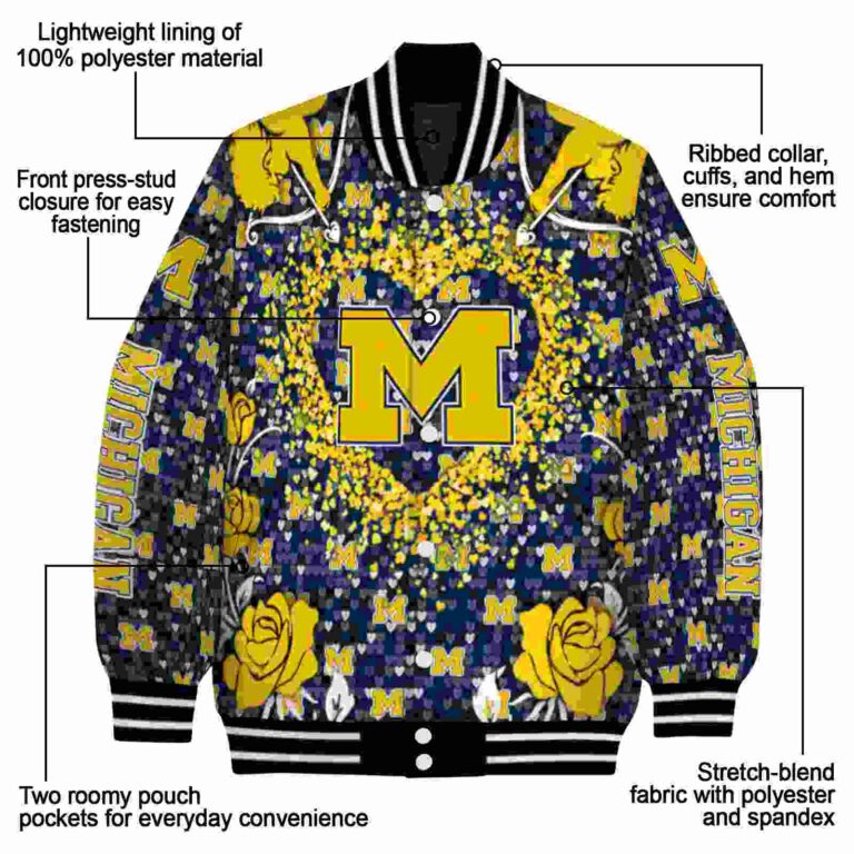 custom michigan wolverines heart explosion blue jacket new arrival