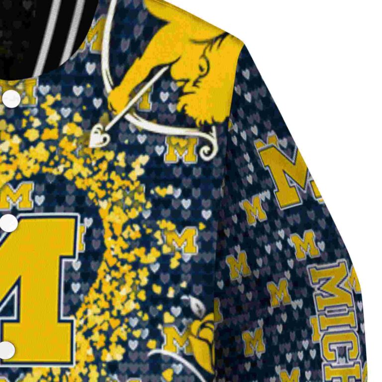 custom michigan wolverines heart explosion blue jacket premium grade