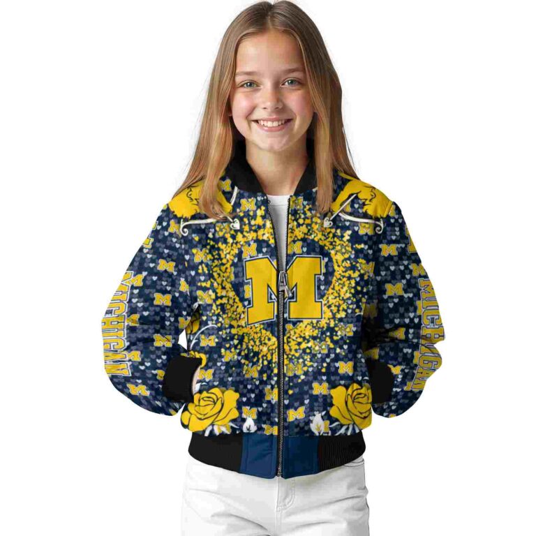 custom michigan wolverines heart explosion blue jacket top rated