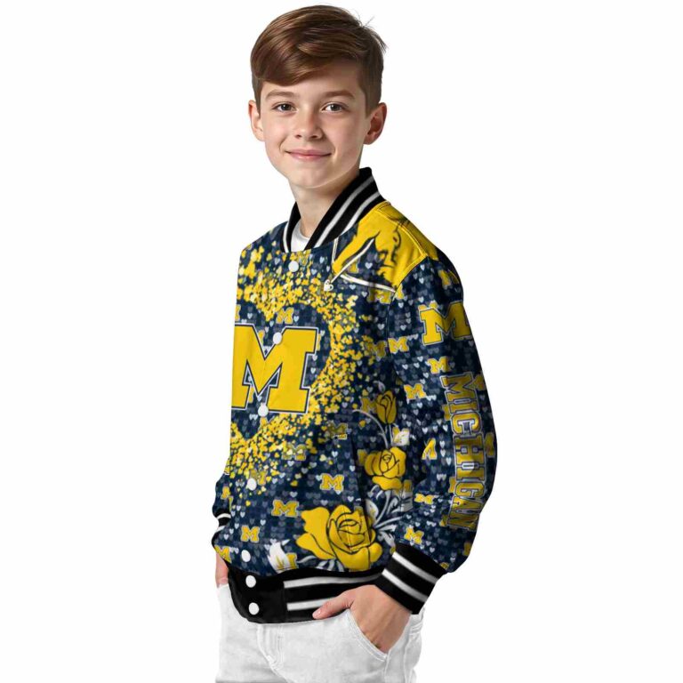 custom michigan wolverines heart explosion blue jacket trendy