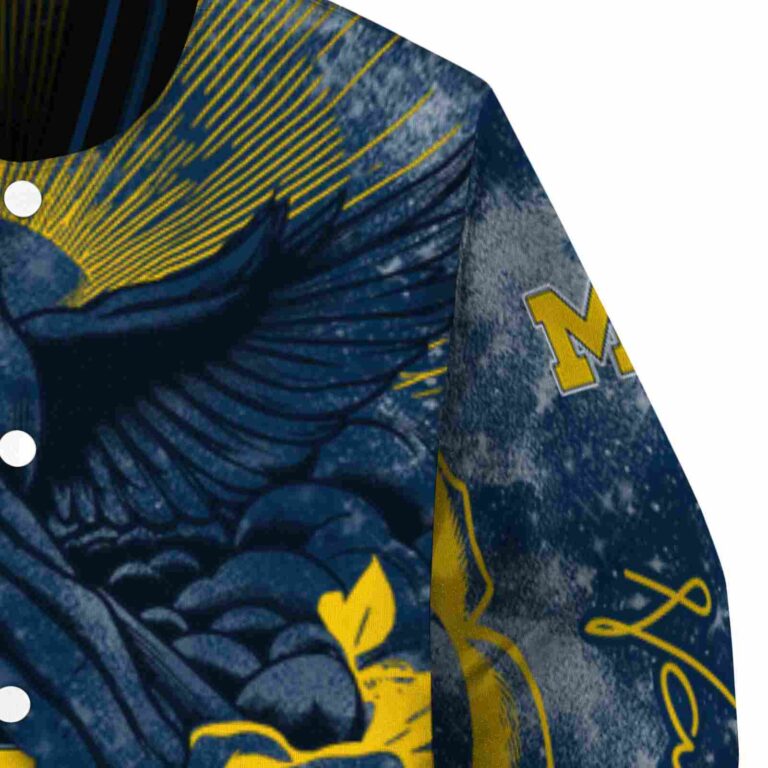 custom michigan wolverines praying hands blue jacket premium grade