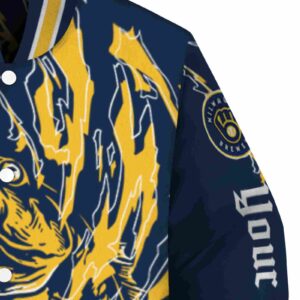 custom milwaukee brewers fishing passion navy blue white jacket premium grade