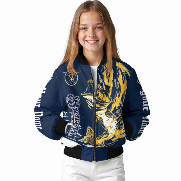 custom milwaukee brewers fishing passion navy blue white jacket top rated