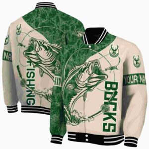custom milwaukee bucks fishing rod cream jacket fashion forward